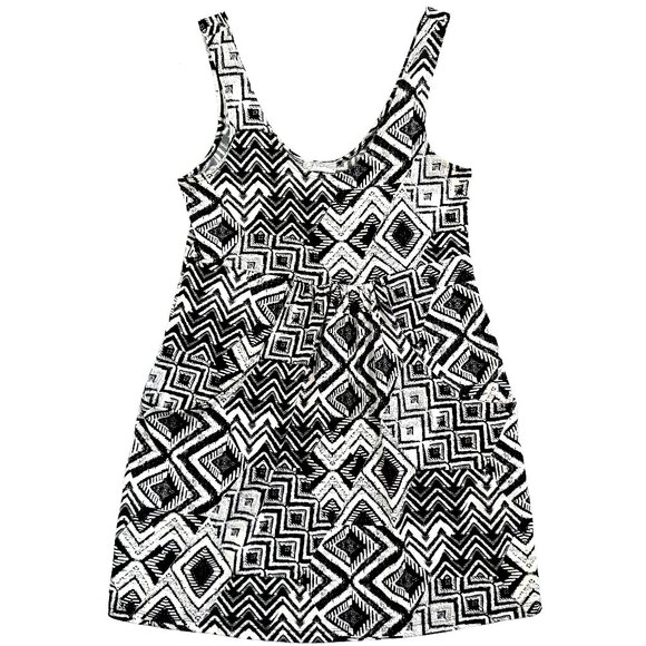 J. Valdi Black & White Graphic Geo Tank Cover‑Up Dress Size M  Flowy Beach Tunic - Picture 1 of 10
